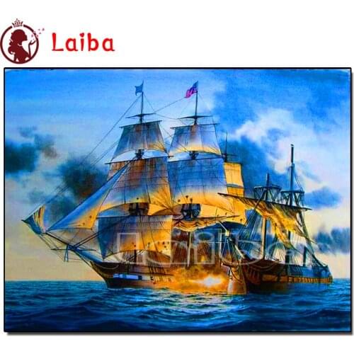 Full Square/Round Drill 5D DIY Diamond Painting ship fire diamond Embroidery Caribbean landscape Cross Stitch 5D Home Decor Gift