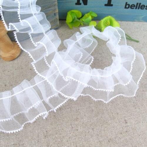 New arrival 2cm 15yards/lot White Ruffled Lace Fabrics DIY Craft Accessories