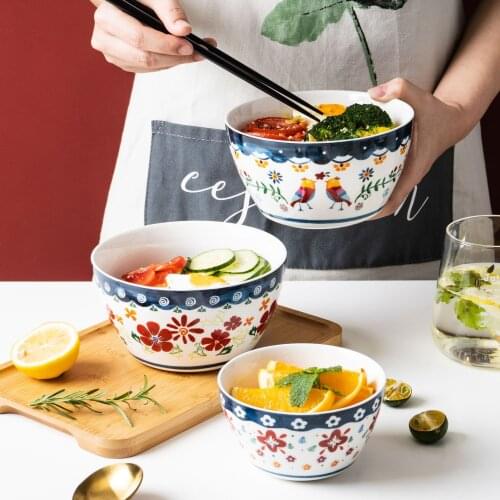 Bowl household single ceramic noodle bowl fruit salad bowl creative personality rice bowl soup bowl dessert bowl tableware rice