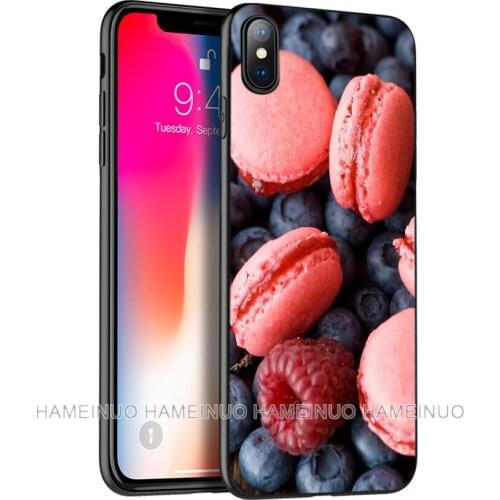 Black tpu case for iphone 5 5s SE 2020 6 6s 7 8 plus X 10 XR XS 11 pro MAX silicon cover food for Macarons Biscuits