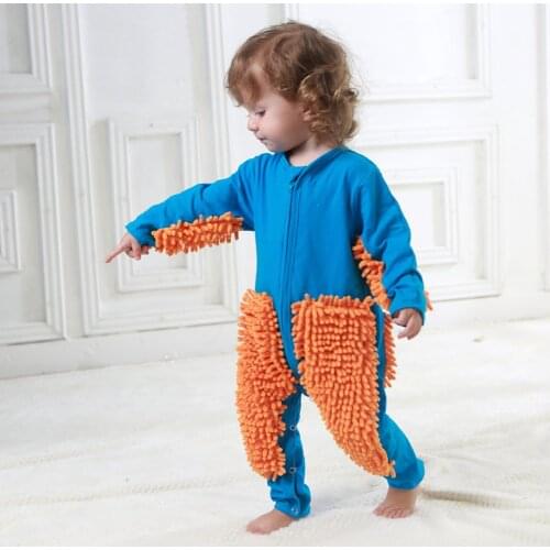 Baby Mop Rompers Outfit Unisex Rompe Boy Girl Polishes Floors Cleaning Mop Suit Cleaning Mop Sui Kids Crawls Toddler Jumpsuit