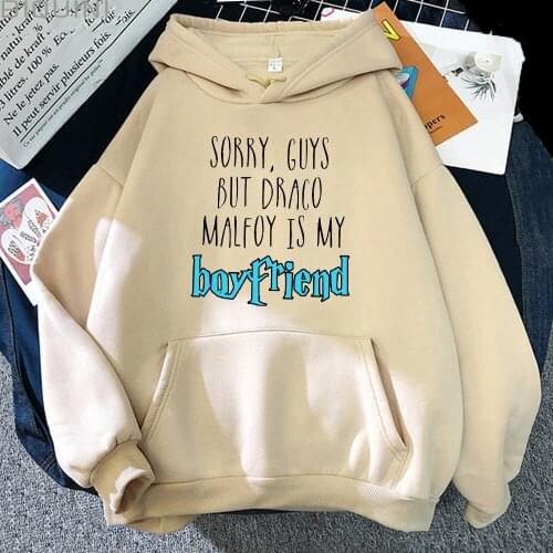 Draco Malfoy Is My Boyfriend Kawaii Carton Couple 2021Winter Clothes Women Anime Hoodies Oversized Sweatshirts Wram Fashion Tops