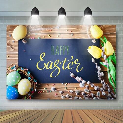 Easter Customize Backdrop Wooded Board Party Decoration Floral Candy Gifts Eggs Photography Background Photobooth