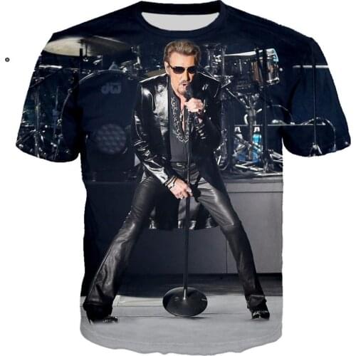 Pop Singer Johnny Hallyday t shirt 3D Print Rock tshirt Unisex Casual Streetwear hip hop clothes harajuku Tops Camisa Masculina
