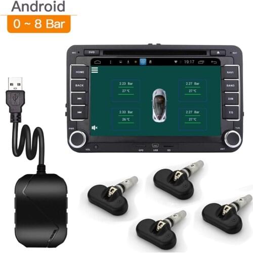 China Factory Wholesale Tire Auto Tire Pressure Monitoring System 4 Tire Sensors Temperature for Android Car DVD