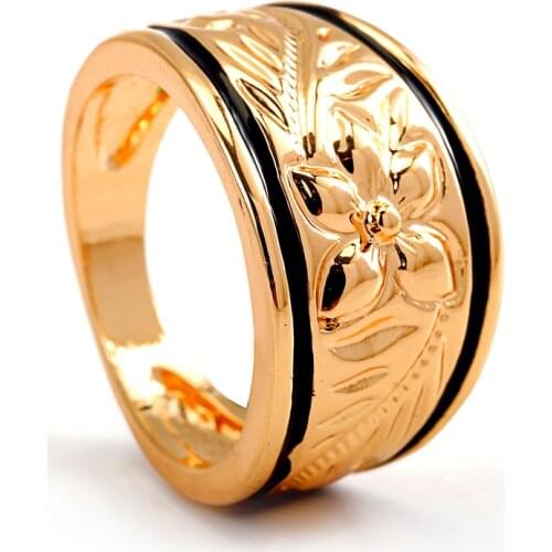 Cring Coco Hawaiian Plumeria Ring Polynesian 14k Gold Plated Rings Wholesale Woman Geometric Fashion Jewelry Rings for Women New