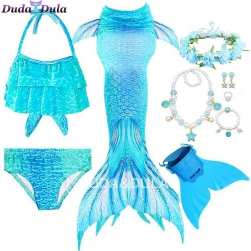 2021Kids Girls Swimming Mermaid tail Bikini Mermaid Costume Cosplay Children Swimsuit Fantasy Beach Bikini can add Monofin Fin