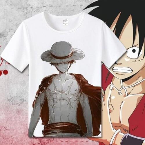 One Piece Summer T Shirt Anime Cartoon Luffy Roronoa Zoro Chopper Printed T-Shirt White Short Sleeves Top Tee Cosplay Costume
