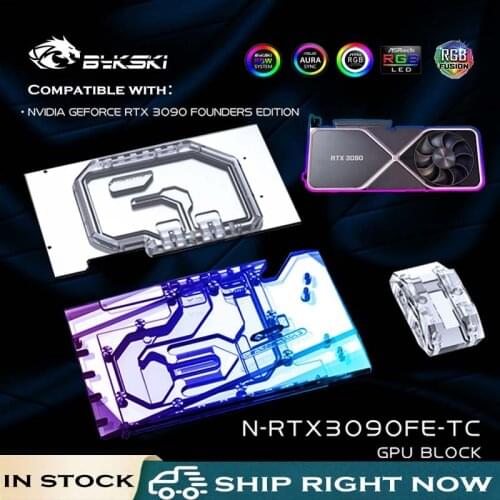 Bykski N-RTX3090FE-TC,Active Cooling GPU Backplate Block For NVIDIA RTX3090 Founder Edition,VRAM Radiator Heatsink,VGA Cooler