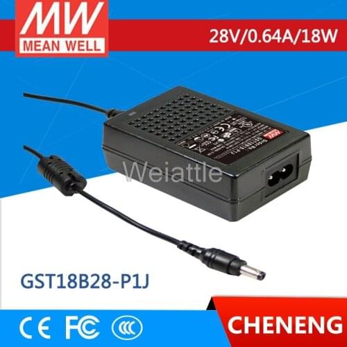 MEAN WELL original GST18B28-P1J 28V 0.64A meanwell GST18B 28V 18W AC-DC High Reliability Industrial Adaptor