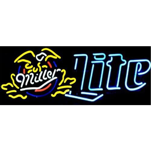 Miller Lite Eagle Custom Handmade Real Glass Tube Store Restaurant Beer Bar Advertise Decoration Display Neon Sign 30"X12"