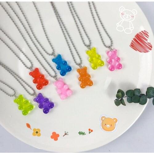 2020 popular gummy bear trendy necklace women stainless steel chain designer womens necklace cheap jewelry with free shipping