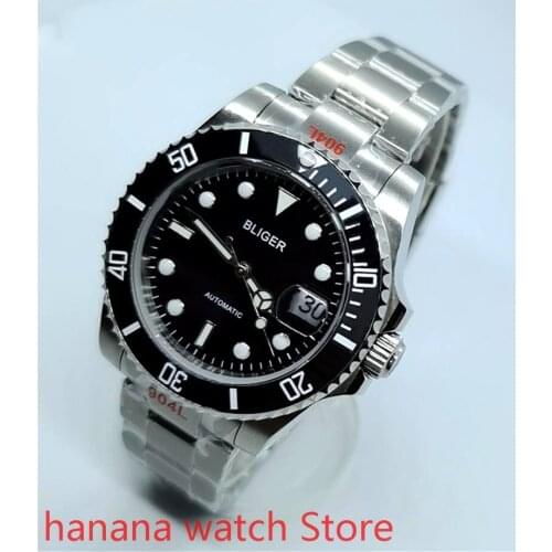 BLIGER Mens Watch mechanical watch Automatic Luminous Sapphire Glass Rotating Bezel MIYOTA MINGZHU 2813 Movement Steel Strap