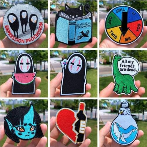 Prajna Embroidery Patches For Clothing Iron On Patches Cartoon Anime Animal Patches For Clothes Applique Cute Koala Stripes DIY