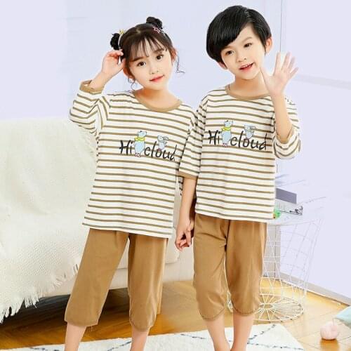 2020 New Baby Kids Pajamas Set Cotton short sleeved Tshirt+pant Cartoon Girl Clothing Summer 2pcs Sleepwear Suit Pyjama Trousers
