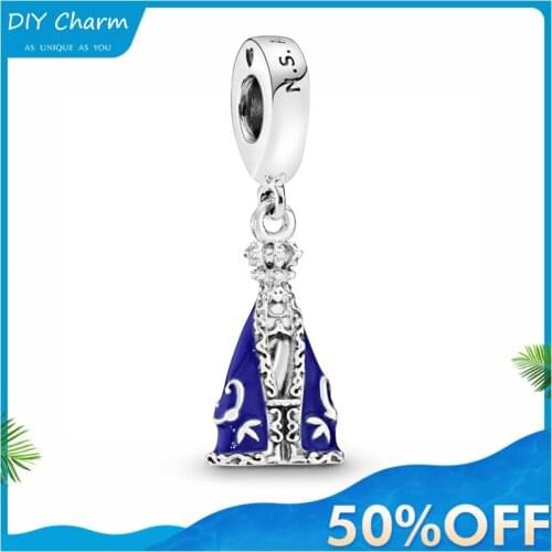 New 925 Sterling Silver Dazzling Brazilian religious image Dangle Beads Fit Original Charms Pandora Bracelet Bead Jewelry making