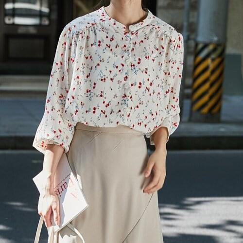 New spring Vintage Shirt female Oversize Tops Women Long sleeve Girls Blouse Print Plus Size Chiffon Women Blouses femme Blusas