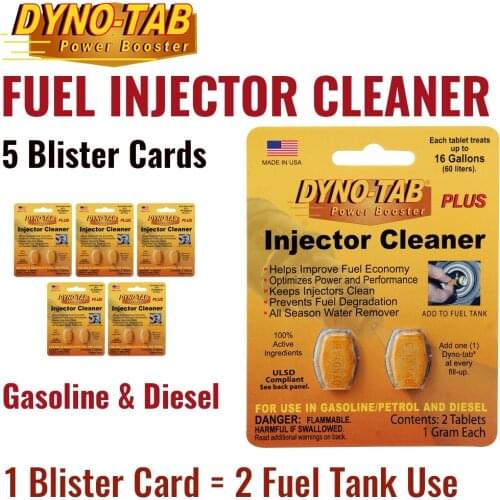 Dyno tab fuel injector cleaner Petrol Gasoline and Diesel fuel treatment economy Save carbon cleaner (5 Blister Cards)