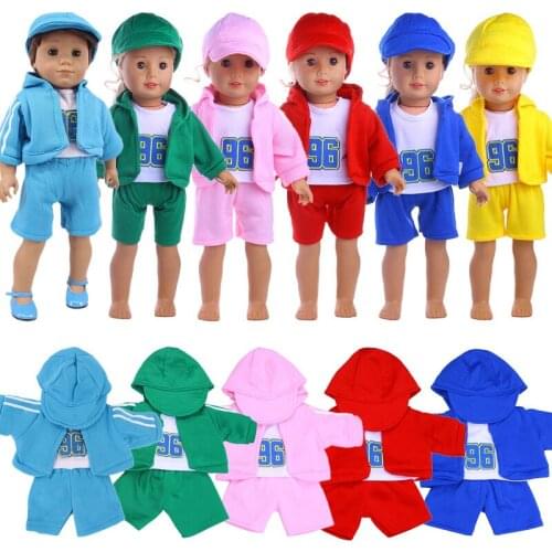Doll Clothes 4-piece Sports Suit White Stripes For 18 Inch American Doll Girls & 43 Cm New Born Baby & Logan Doll,Our Generation