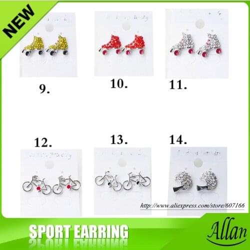 Wholesale Rhinestone Earrings Bling Softball baseball football basketball volleyball soccer Earrings red stitch ear wear