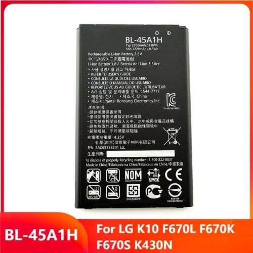Original Replacement Phone Battery BL-45A1H For LG K10 F670L F670K F670S K430N BL-45A1H Genuine Rechargable Batteries 2300mAh