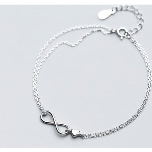 925 Sterling Silver Double Layer Cross Charm Bracelet &Bangle Link Chain For Women Wedding Party Jewelry SL301