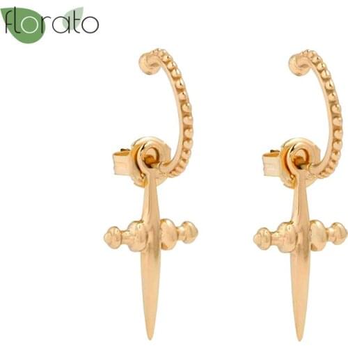 925 Sterling Silver Prevent Allergy Hoop Earrings Bohemian Cross Pendant Exaggerated Earrings Party Gift Accessories