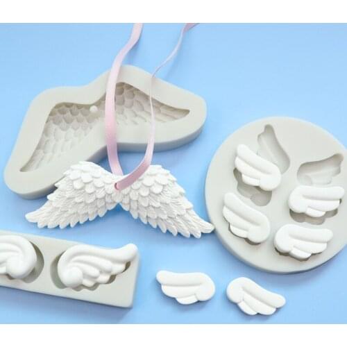 Angel Wings Epoxy Resin Fondant Silicone Mold for DIY Plaster Ornaments Fondant Chocolate Candy Mould Kitchenware Baking Tool