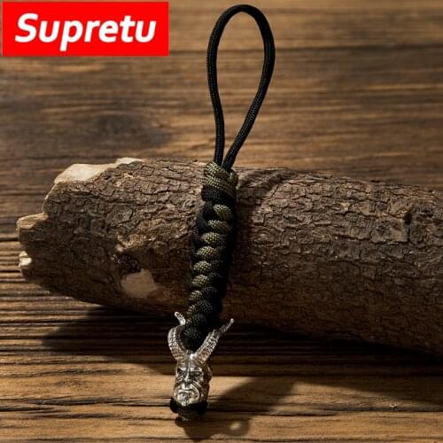 Supretu Trendy Hellboy KeyChain Men Charm Weave Survival Lanyard Rope Car Keyring Women Accessories Knife Pendant Christmas Gift
