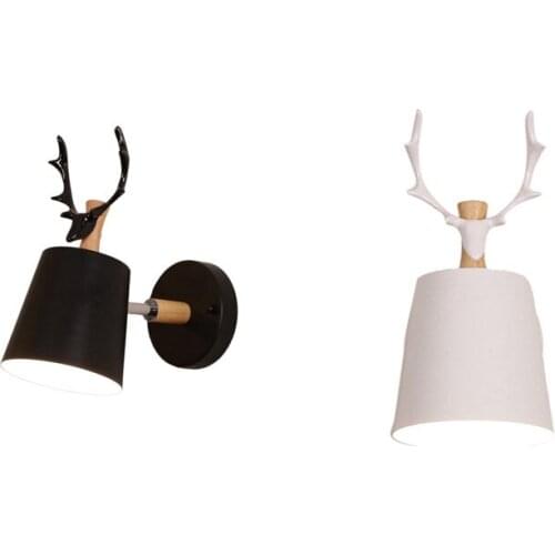 LED Wall Lamps Modern Cartoon Deer Antler Iron Vintage Sconce Bedroom Bedside Aisle Stair Decor Lights Fixture E27