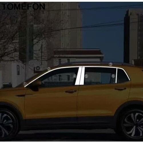 TOMEFON For Volkswagen T-Cross 2018 2019 2020 Modified Window Bright Sequin Strip Cover Trim Exterior Accessories StainlessSteel