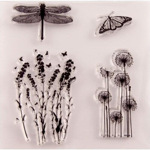 Dragonfly Flower Clear Stamps Transparent Silicone Stamp for DIY Scrapbooking Paper Card Craft Tools 2021