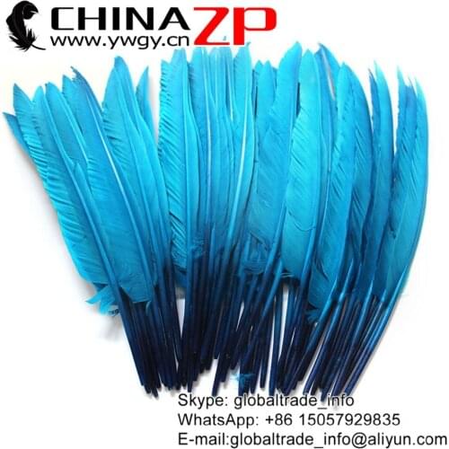 Leading Supplier CHINAZP Factory 100pcs/lot 30-35cm length Top Quality Dyed Blue Duck Pointer Primary Wing Feathers