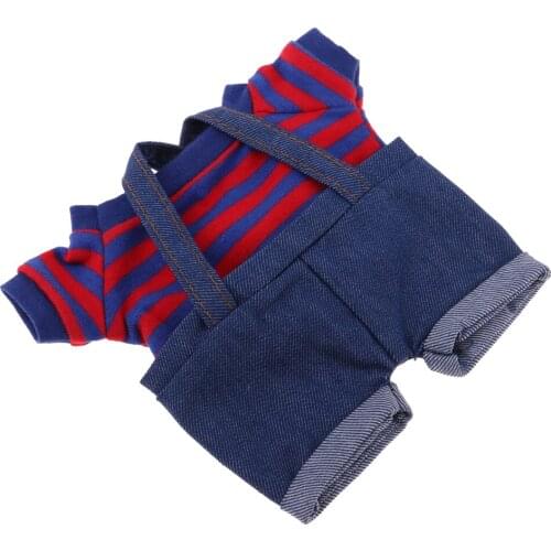 Adorable Two-piece Outfits Denim Overalls And T-Shirt For 1/8 BJD MSD Dolls