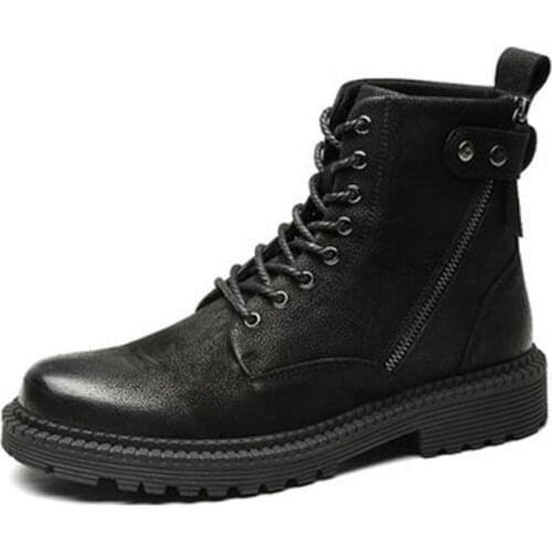 High-rise leather boots soft leather boots boots boots zipper boots winter mens shoes black boots