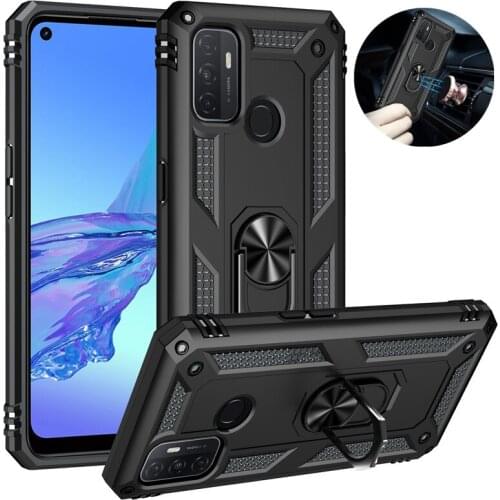 For OPPO A32 A53 A53S 2020 Case Luxury Shockproof Armor Silicone Phone Case for OPPO A15 A15S A35 Car Magentic Ring Holder Cases