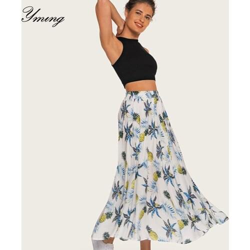 YMING Womens Summer Bohemian Printed Big Skirt Beach Skirts Elegant Comfortable Long Skirt Casual Floral Skirts