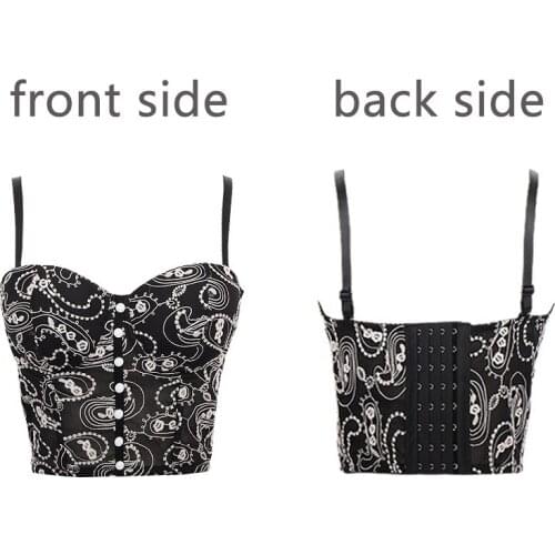 Women Crop Top Sleeveless Tank Top Cropped corset Bustier Sexy embroidery Clothing Camis Top Party Club Vest