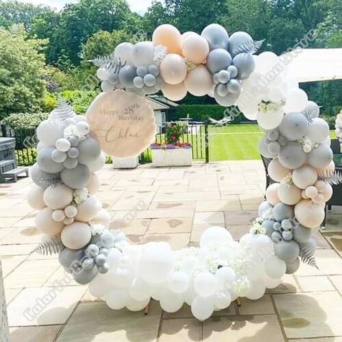 155pcs Double Cream Peach Latex Globos White Maca Gray Balloon Arch Kit Wedding Birthday Party Swimming Pool Garland Decoration