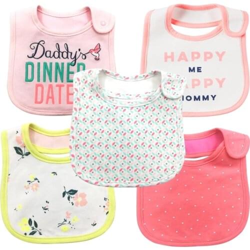 5pcs/Set Baby Girl Boy Feeding Bibs Waterproof Apron Cartoon Towel Kids Toddler Baberos Bandanas Burp Cloths