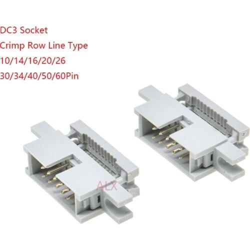 5pcs DC3 box header male socket/10/14/16/20/34/40 PIN 2.54MM pitch CONNECTOR 10P/16P/20P/40P/50P/60P crimp type for 1.27 cable