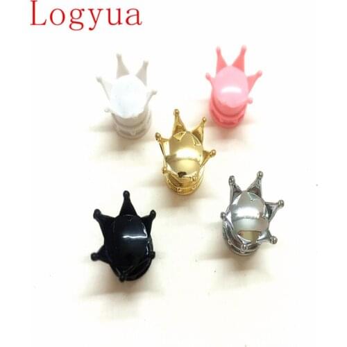 500 X Gold Sliver Black White Pink Crown Shaped Tyre Wheel Stem Air Valve Caps Car Tire Valve Cap Truck Motocycle Bike