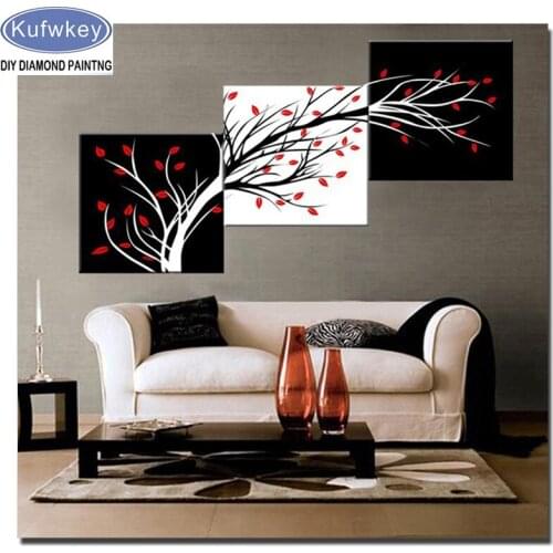 5D Diamond Mosaic Diamond Painting 3 Panel Abstract Tree Cross Stitch Kits DIY Diamond Embroidery Pattern Rhinestone decoration