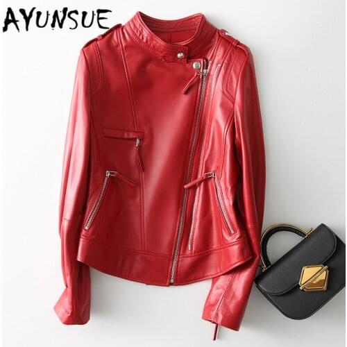 AYUNSUE Womens Fashion Leather Jackets