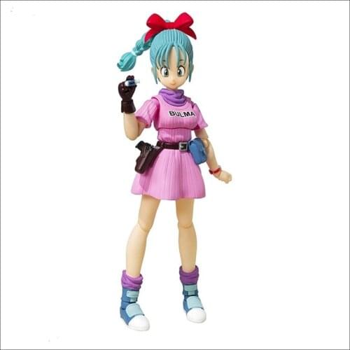 Bandai SHF Dragon Ball Bulma Anime Character Pink Skirt Version Joint Movable No. 9 Capsule Car Without Locomotive Toy Figure
