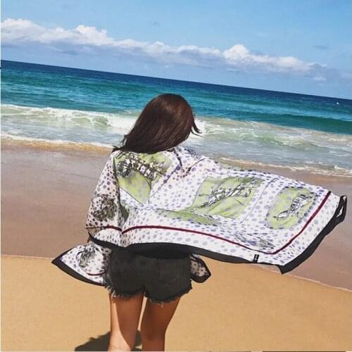 Summer beach travel slik scarf shawl Printing luxury Shawl Woman Seaside Holiday Sunscreen Scarves