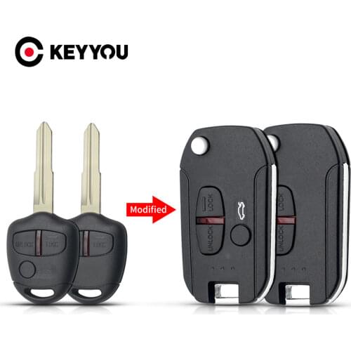KEYYOU 2 Buttons Remote Car Key Shell Case For Mitsubishi Pajero Sport Outlander Grandis ASX MIT11/MIT8 Blade