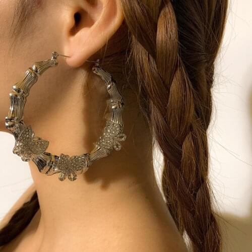 Hollow Big Statement Butterfly Hoop Earrings Women Korean Exaggerated Earrings Jewelry Gift Gold Fashion Wedding Jewelry