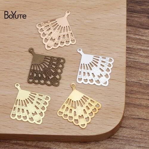 BoYuTe (200 Pieces/Lot) 21*19MM Metal Brass Filigree Sector Charms for Jewelry Making Diy Hand Made Materials Wholesale