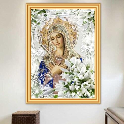 Diy 5D Diamond Painting Virgin Lily Cross Stitch Kit Full Drill Embroidery Mosaic Art Rhinestones Religious Icon Home Decor